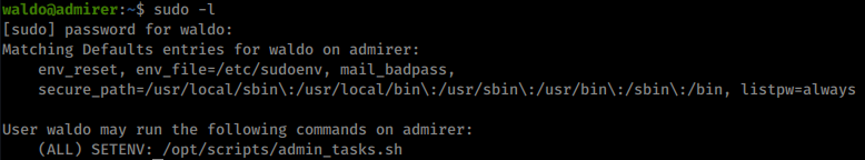 Sudo settings