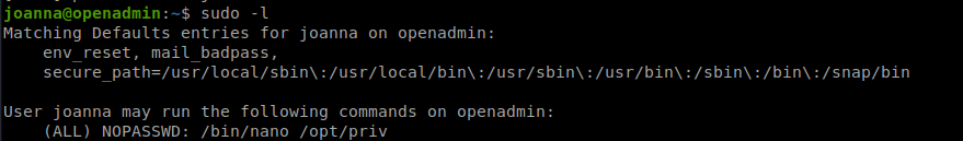 Sudo options