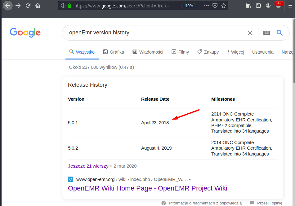 OpenEMR version