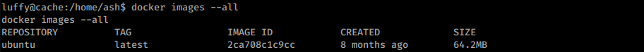 Listing local docker images